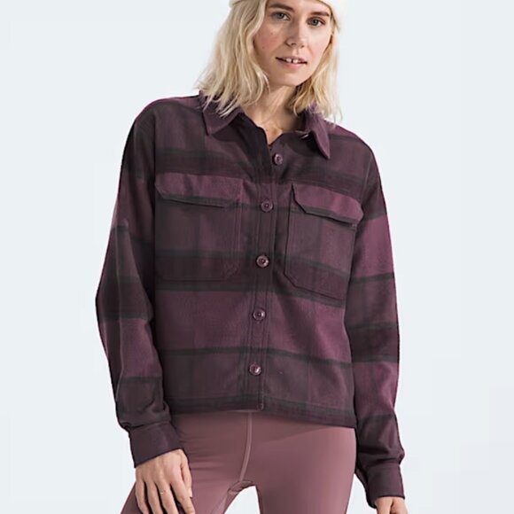 NWT New The North Face Women's Valley Flannel Shirt Button Up Large L Cropped - Picture 1 of 5